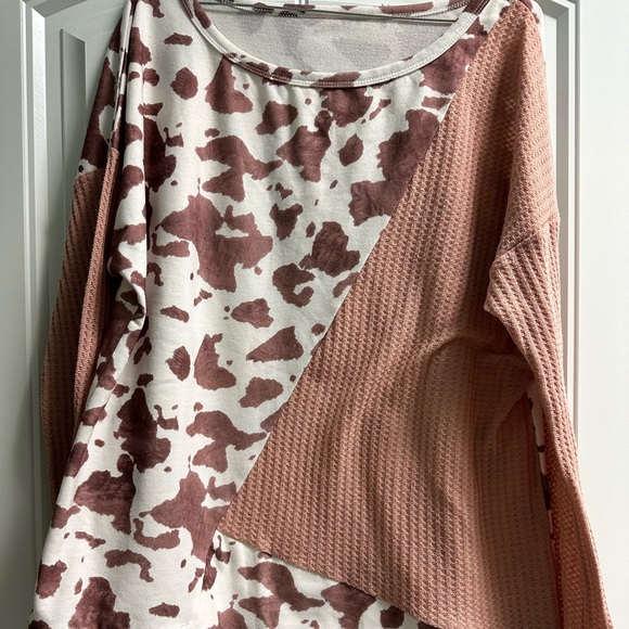 Medium mauve white cow print shirt - Picture 1 of 3